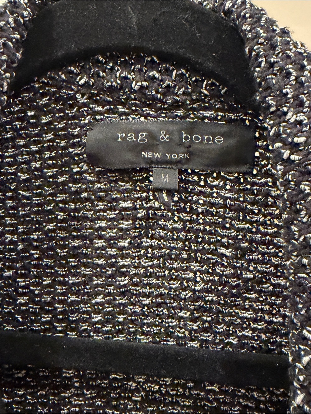 rag & bone Black & Gray Tweed Bomber Jacket - Picture 4 of 4